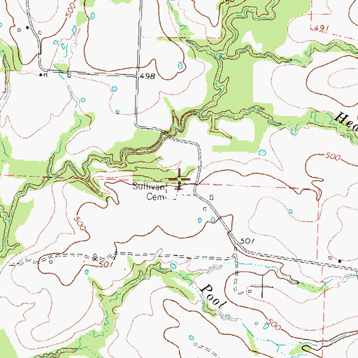 Topographic Map of Sullivan Cemetery, TX
