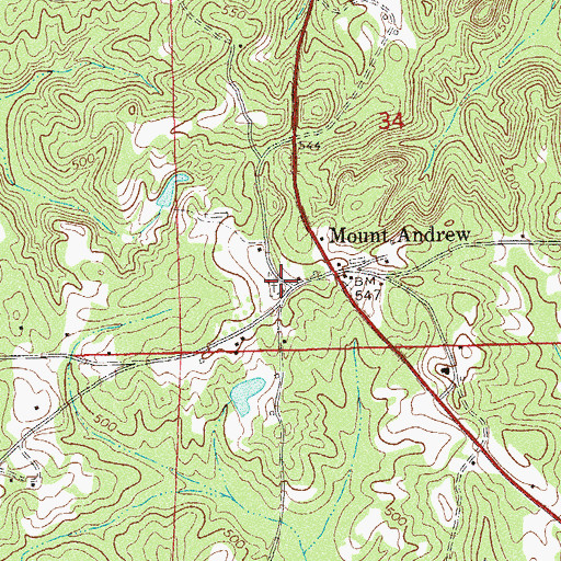 Topographic Map of Mount Andrew Cemetery, AL