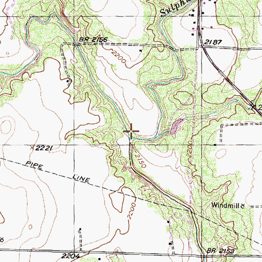 Topographic Map of Sulphur Creek, TX