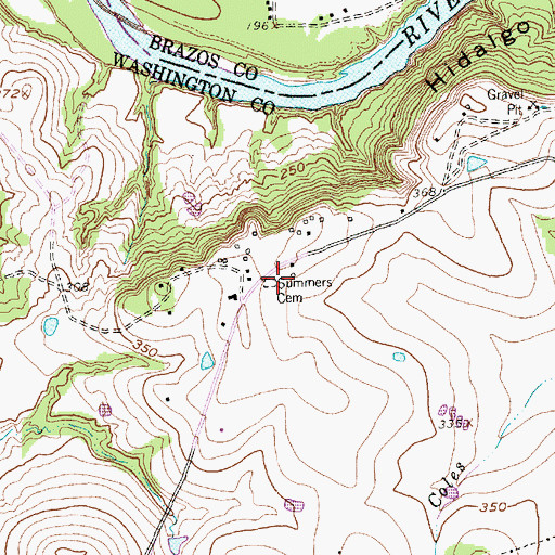 Topographic Map of Summers Cemetery, TX