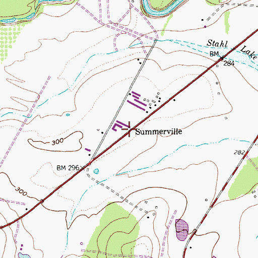 Topographic Map of Summerville, TX