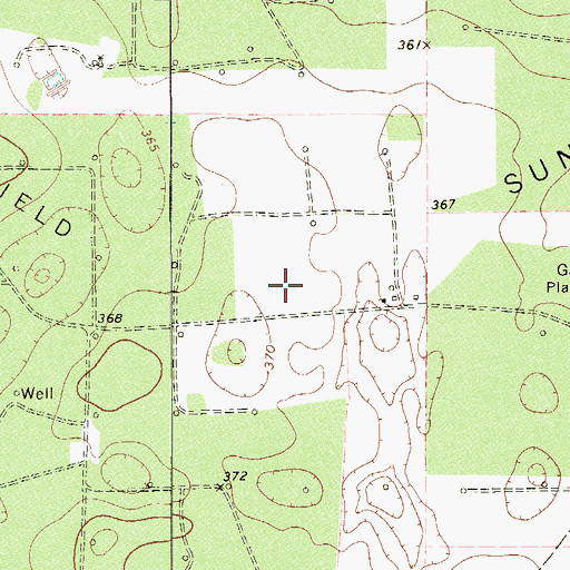 Topographic Map of Sun Oil Field, TX