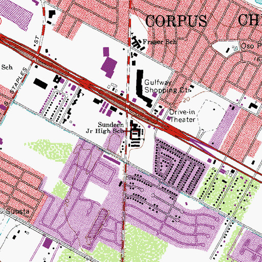 Topographic Map of Sundeen Junior High School, TX