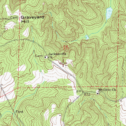 Topographic Map of Mount Olive (historical), AL