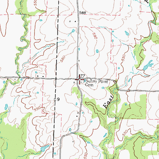 Topographic Map of Sunny Point Cemetery, TX