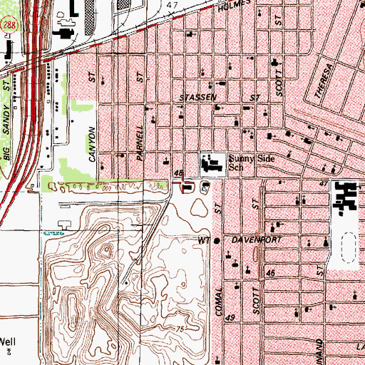 Topographic Map of Sunny Side Park, TX