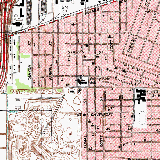 Topographic Map of Sunny Side School, TX