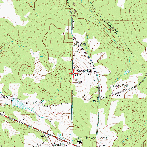 Topographic Map of Sunnyhill Church, TX