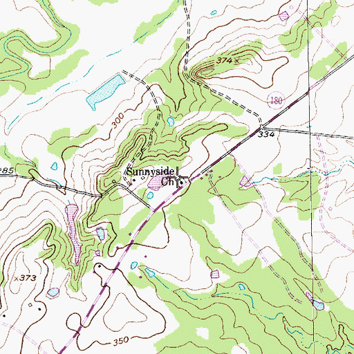 Topographic Map of Sunnyside Church, TX