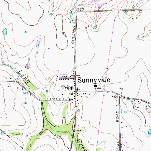 Topographic Map of Sunnyvale, TX