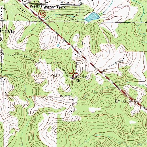 Topographic Map of Sunrise Church, TX