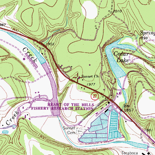 Topographic Map of Sunset Church, TX