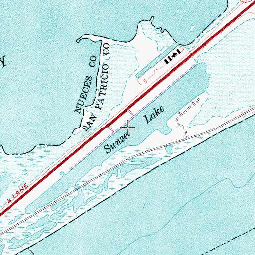 Topographic Map of Sunset Lake, TX