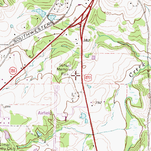 Topographic Map of Sunset Memorial Park, TX