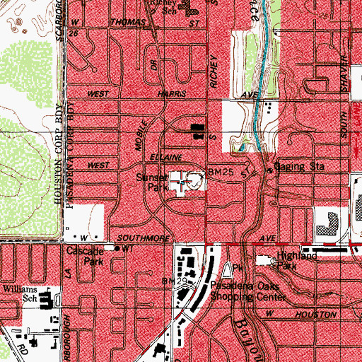 Topographic Map of Sunset Park, TX