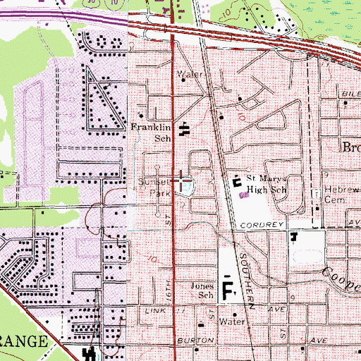Topographic Map of Sunset Park, TX