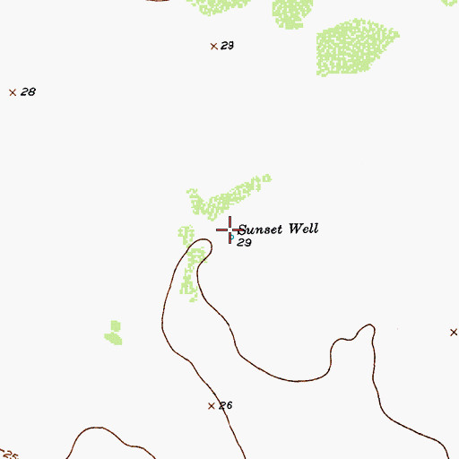 Topographic Map of Sunset Well, TX