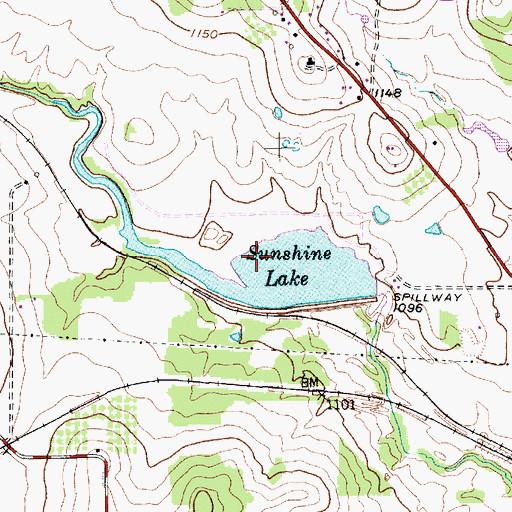 Topographic Map of Sunshine Lake, TX
