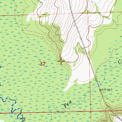 Topographic Map of Pea River Battleground (historical), AL
