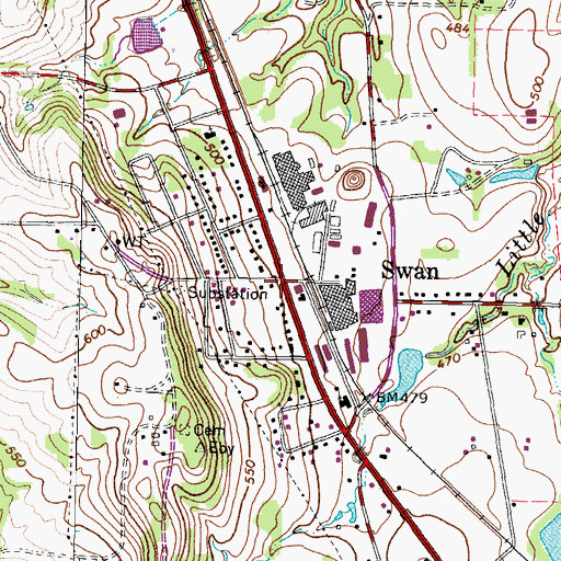 Topographic Map of Swan, TX