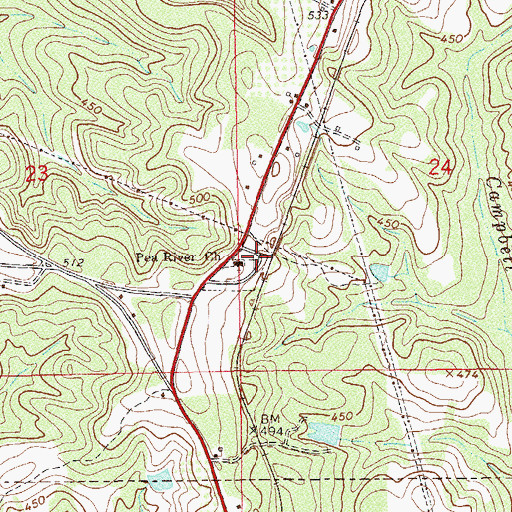 Topographic Map of Pea River Cemetery, AL