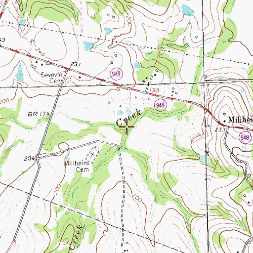 Topographic Map of Swearingen Creek, TX