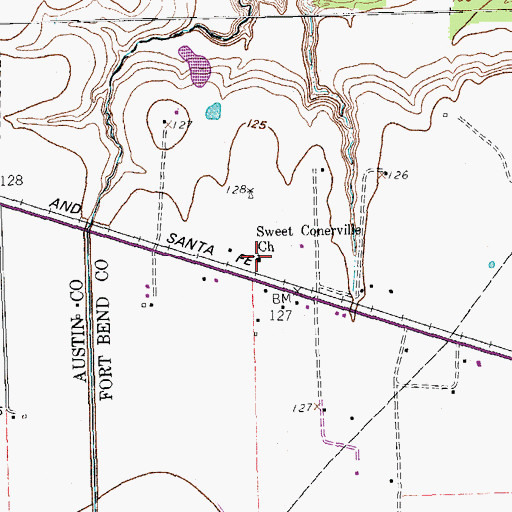 Topographic Map of Sweet Coneville Church, TX
