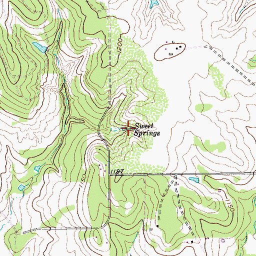 Topographic Map of Sweet Springs, TX