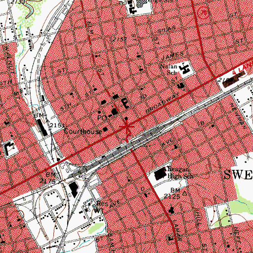 Topographic Map of Sweetwater, TX
