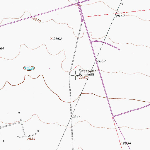 Topographic Map of Sweetwater Windmill, TX
