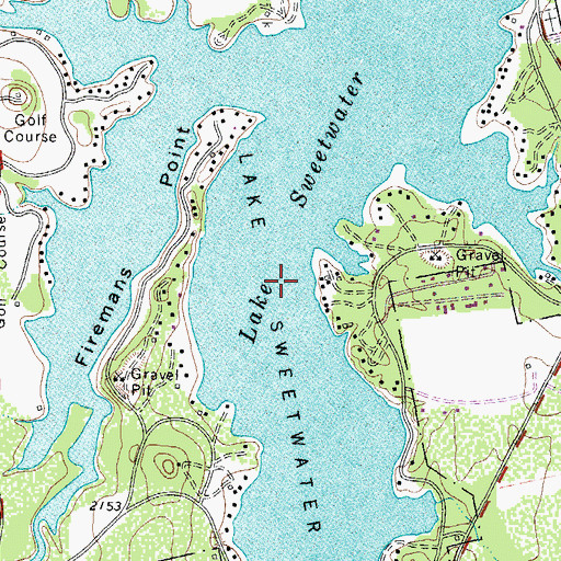 Topographic Map of Lake Sweetwater, TX