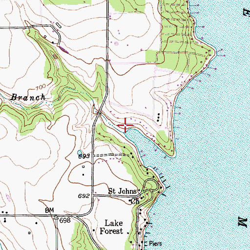 Topographic Map of Swift Branch, TX