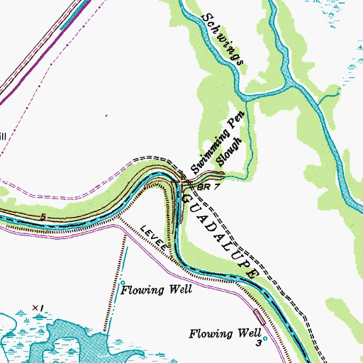 Topographic Map of Swimming Pen Slough, TX