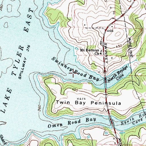 Topographic Map of Swinney Road Bay, TX