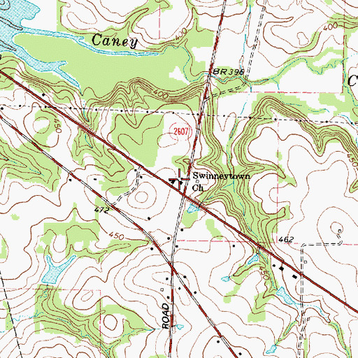 Topographic Map of Swinneytown Church, TX