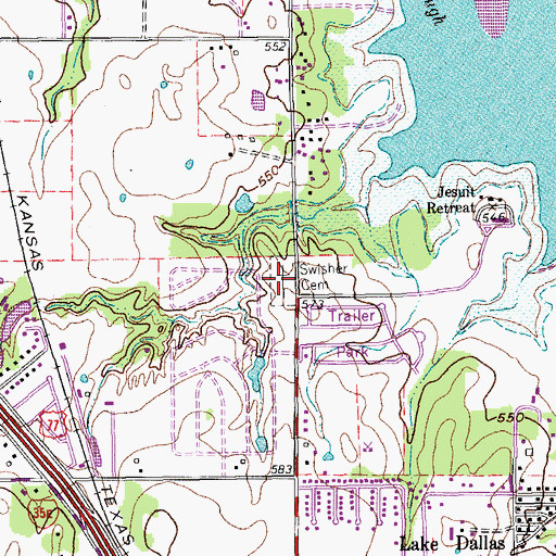 Topographic Map of Swisher Cemetery, TX