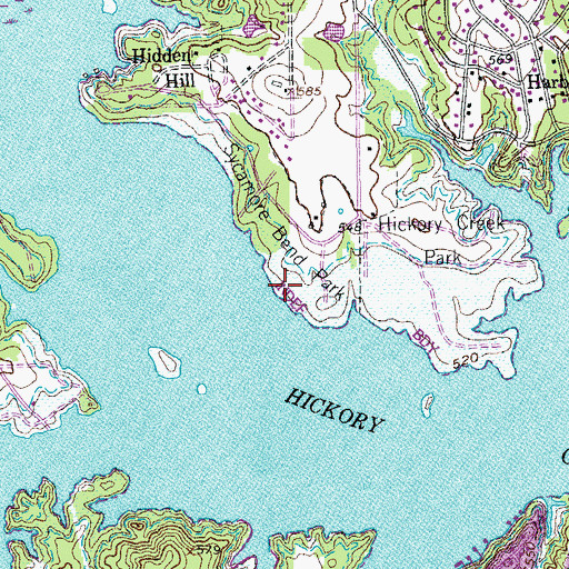 Topographic Map of Sycamore Bend Park, TX
