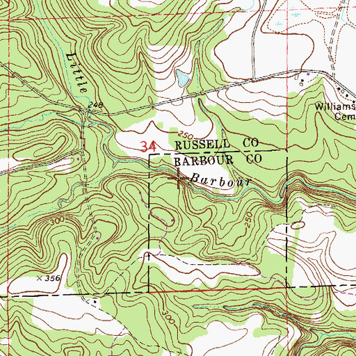 Topographic Map of Roaches Mills (historical), AL