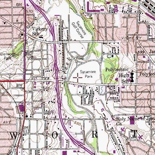 Topographic Map of Sycamore Park, TX