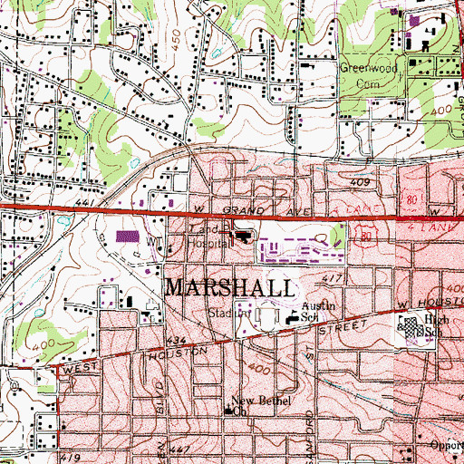 Topographic Map of T and P Hospital, TX