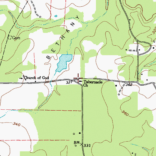 Topographic Map of Tabernacle Church, TX