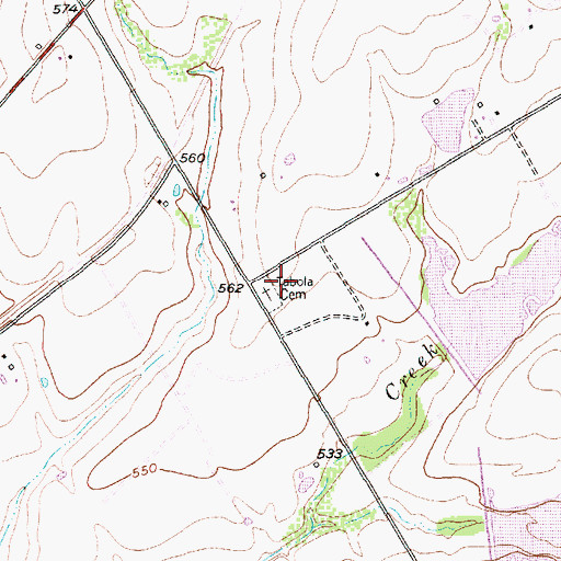 Topographic Map of Tabola Cemetery, TX