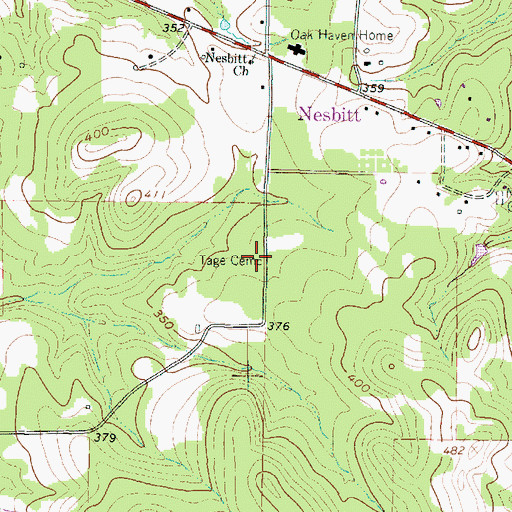 Topographic Map of Tage Cemetery, TX