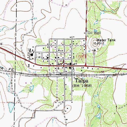Topographic Map of Talpa, TX