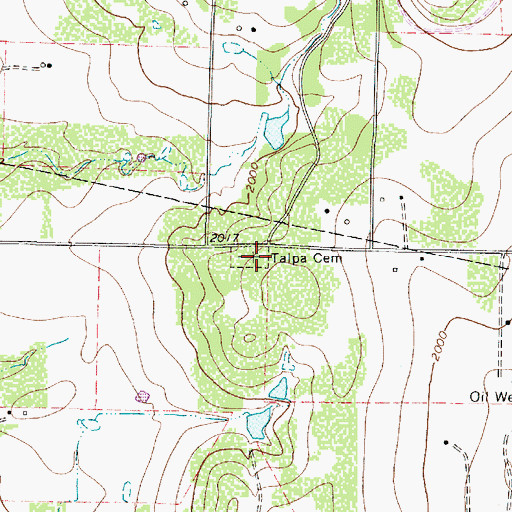 Topographic Map of Talpa Cemetery, TX