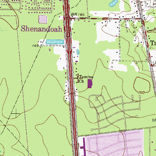 Topographic Map of Tamina Church, TX