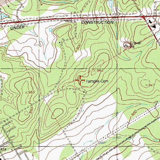 Topographic Map of Tampke Cemetery, TX
