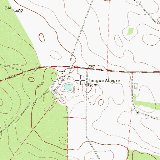 Topographic Map of Tangue Allegre Cemetery, TX