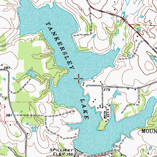Topographic Map of Tankersley Lake, TX