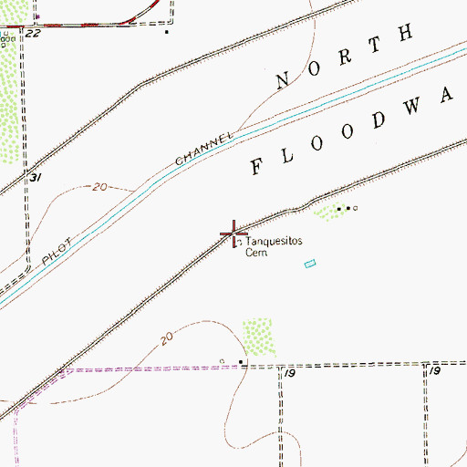Topographic Map of Tanquesitos Cemetery, TX